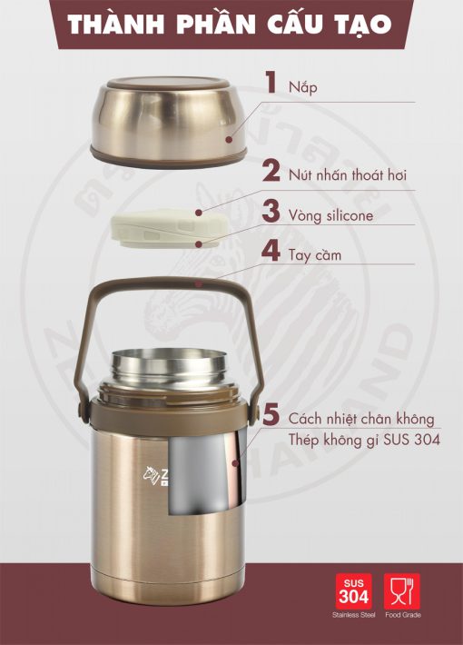 Bình ủ cháo Zebra 1L - Sản xuất tại Thái Lan - Ảnh 2