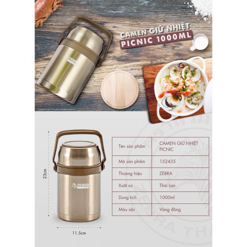Bình ủ cháo Zebra 1L - Sản xuất tại Thái Lan - Ảnh 3