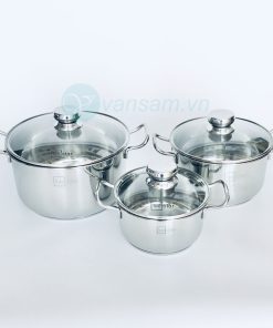 Bộ 3 nồi inox cao cấp Fivestar nắp kiếng