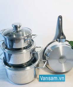 Bộ 4 nồi chảo Fivestar đúc inox 3 đáy