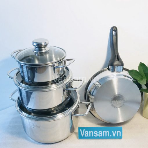 Bộ 4 nồi chảo Fivestar đúc inox 3 đáy