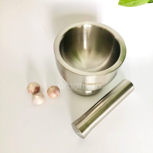 Cối chày inox 304, có nắp đậy - Ảnh 2