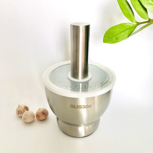 Cối chày inox 304, có nắp đậy - Ảnh 3
