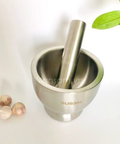 Cối chày inox 304, có nắp đậy