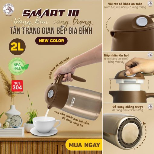 Bình giữ nhiệt inox 304 Zebra Thái Lan 1.5 lít màu đỏ - Ảnh 2