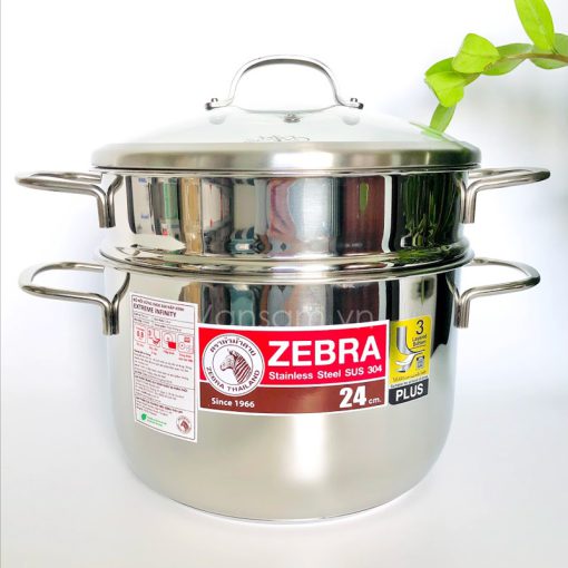 Bộ xửng hấp Zebra nắp kiếng 24cm - Sản xuất tại Thái Lan