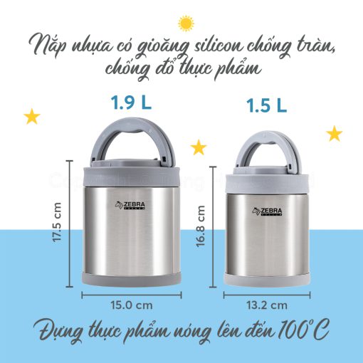 Camen giữ nhiệt Zebra 2 ngăn 1.9 lít - Ảnh 4