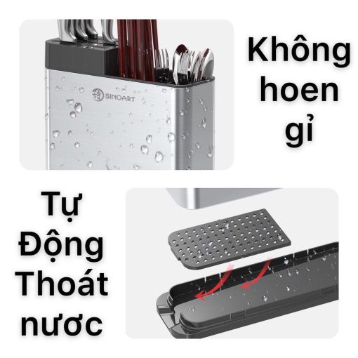 Kệ để dao - đũa - muỗng 3 ngăn Sinoart cao cấp - Ảnh 6