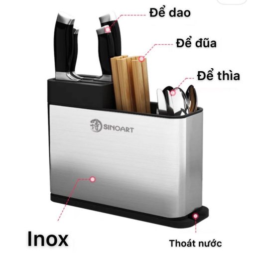 Kệ để dao - đũa - muỗng 3 ngăn Sinoart cao cấp - Ảnh 7
