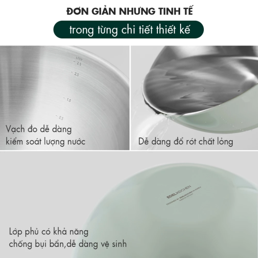 Bộ 3 thố inox 304 Edelkochen Hàn Quốc màu inox - Ảnh 4