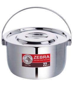 Thố inox 304 Zebra Thái Lan có quai xách 22cm
