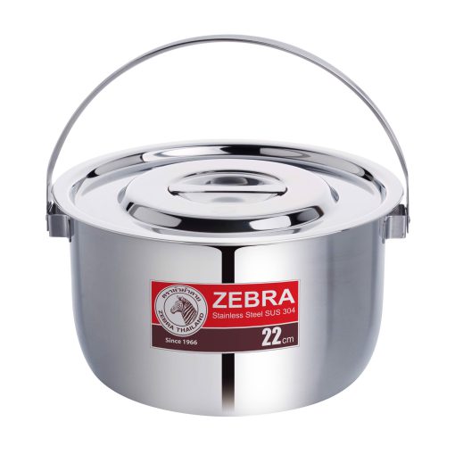 Thố inox 304 Zebra Thái Lan có quai xách 22cm
