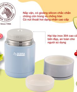 Bình ủ cháo inox 304 Zebra 800ml - Sản xuất tại Thái Lan