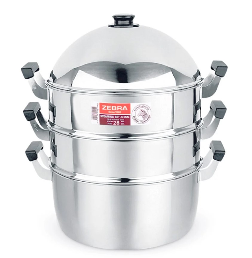 Bộ nồi xửng hấp 3 tầng inox 304 Zebra 28cm