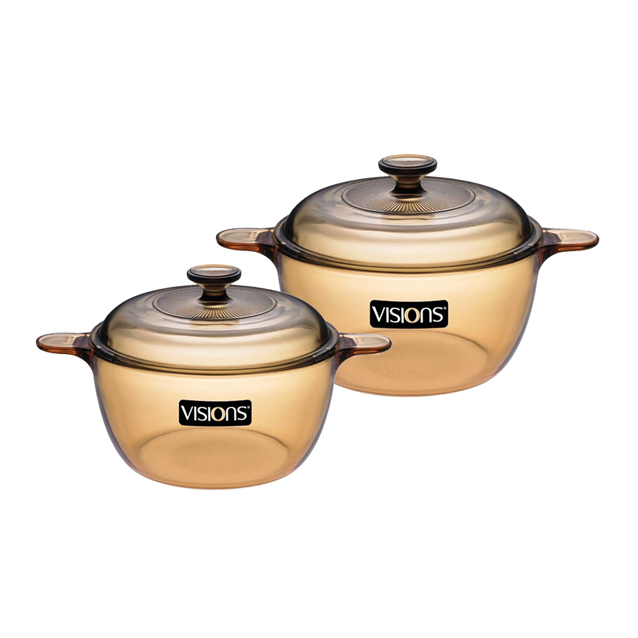 Bộ 2 nồi thủy tinh cao cấp Visions VS-1525/CL1 sản xuất tại Pháp