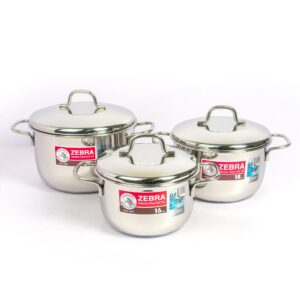 Bộ 3 nồi inox 304 Zebra Thái Lan nắp vòm