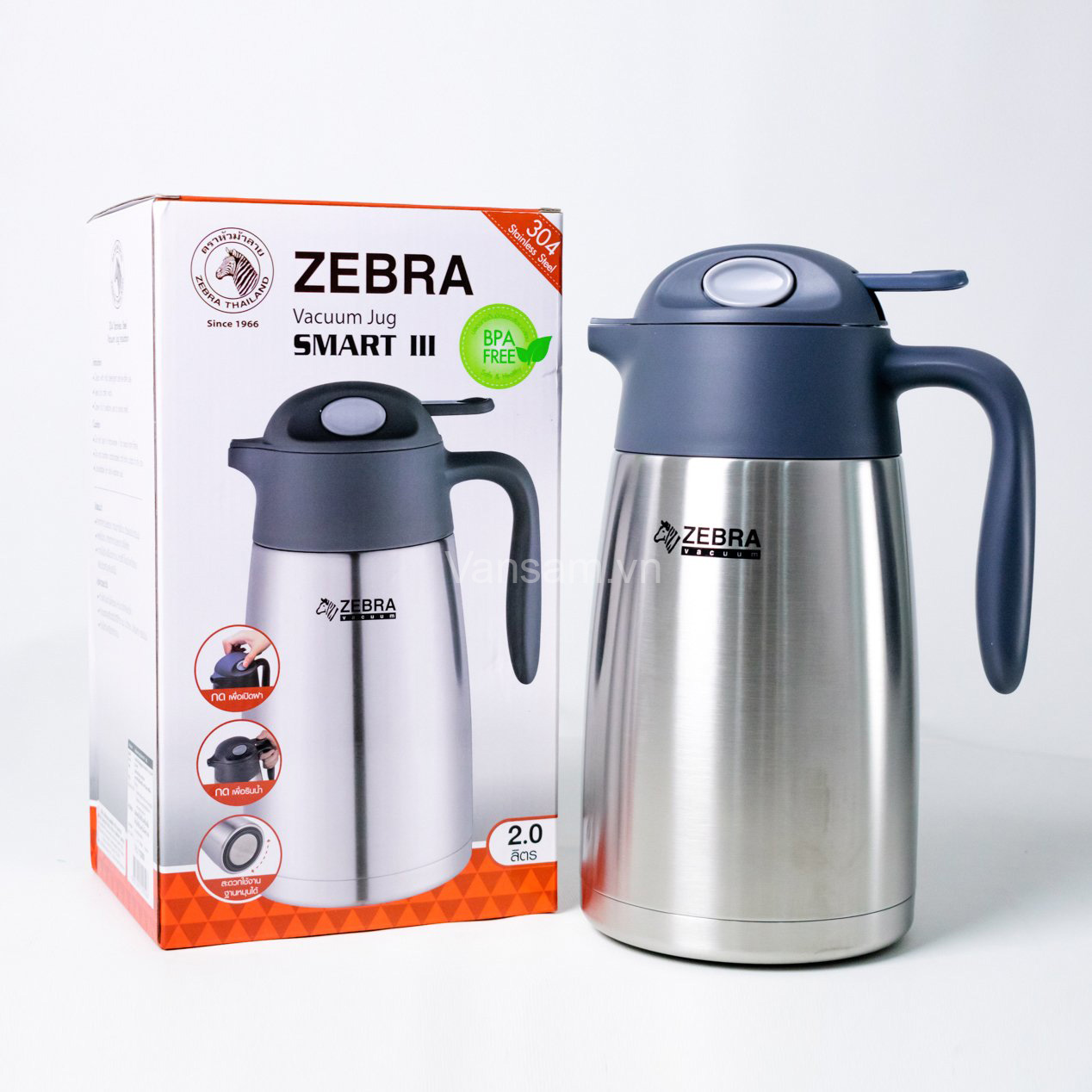 Bình giữ nhiệt Zebra Smart III Thái Lan - 2 lít 112950