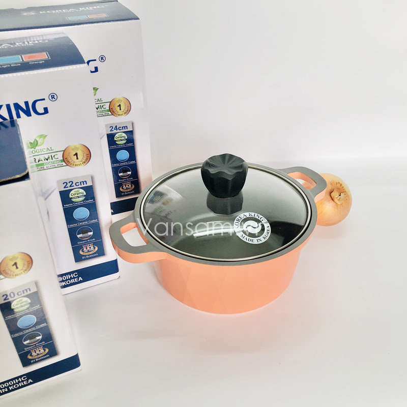 Nồi đá Ceramic Korea King 22cm màu cam