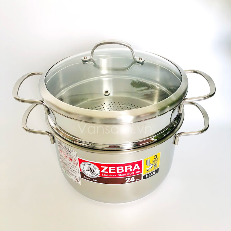 Bộ xửng hấp Zebra nắp kiếng 24cm 163640 - Ảnh 2