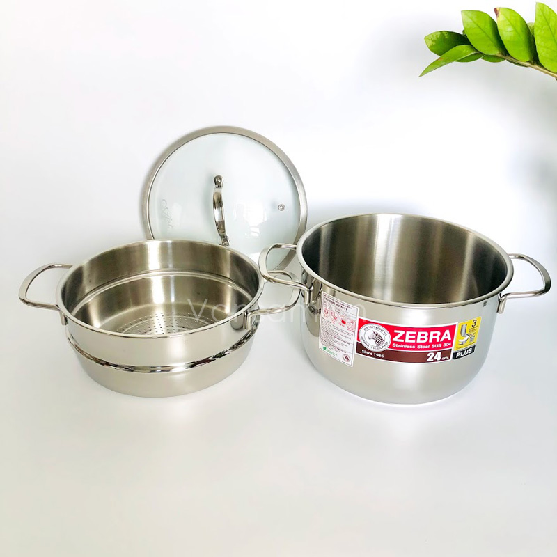 Bộ xửng hấp Zebra nắp kiếng 24cm 163640 - Ảnh 7