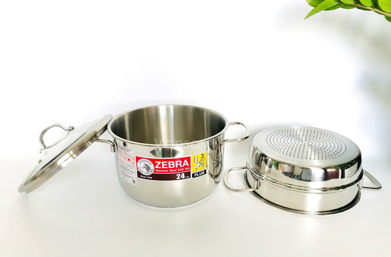 Bộ xửng hấp Zebra nắp kiếng 24cm 163640 - Ảnh 4