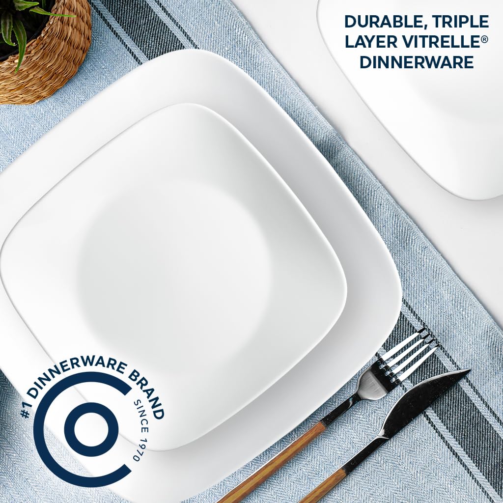 Dĩa vuông Corelle Winter Frost White 2206-N-LP - Made in USA - Ảnh 2