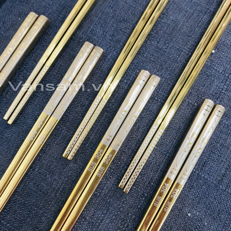 Bộ 10 đôi đũa inox 304 vàng Hàn Quốc cao cấp - Ảnh 2