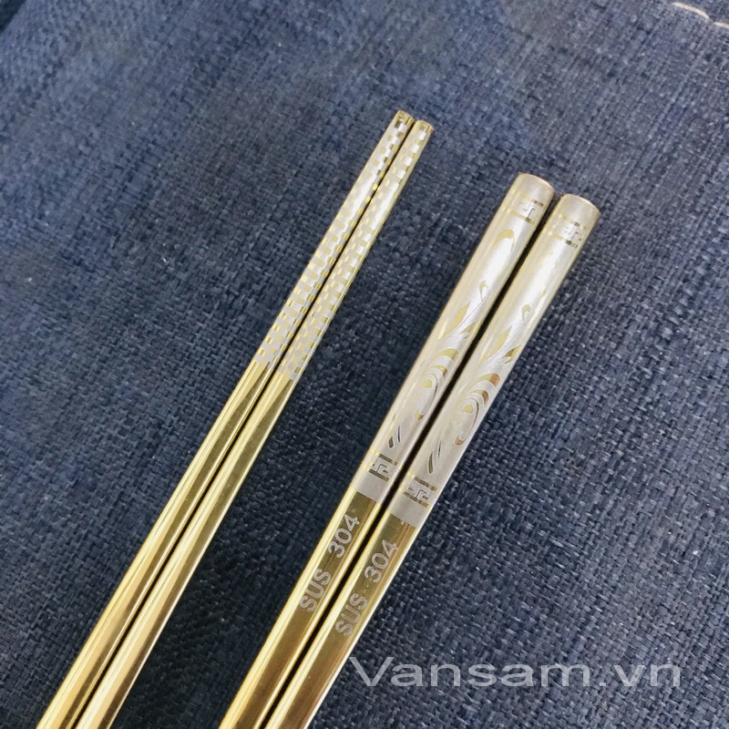 Bộ 10 đôi đũa inox 304 vàng Hàn Quốc cao cấp - Ảnh 3