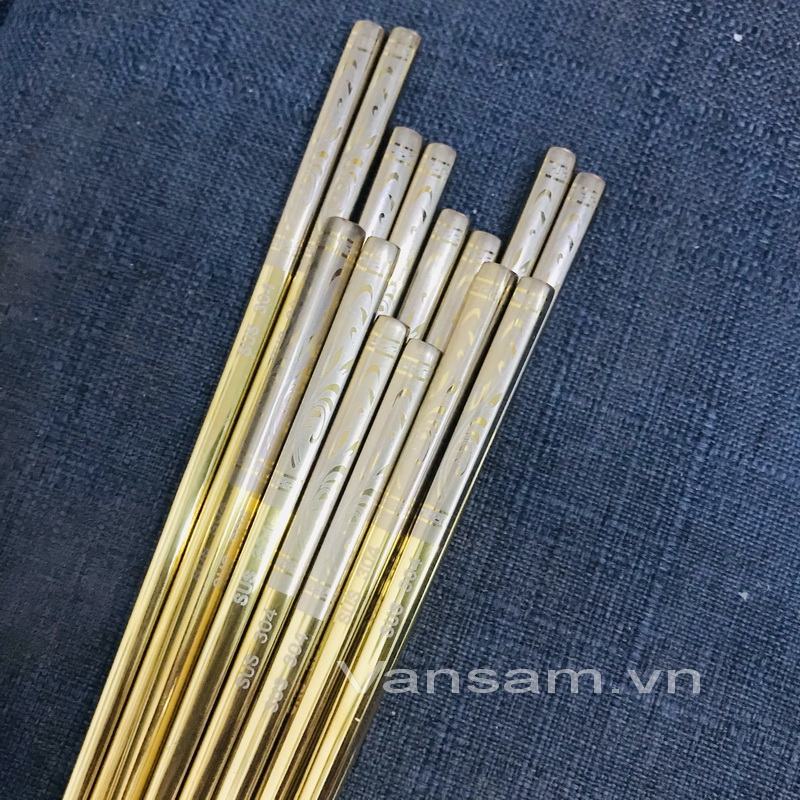 Bộ 10 đôi đũa inox 304 vàng Hàn Quốc cao cấp - Ảnh 5