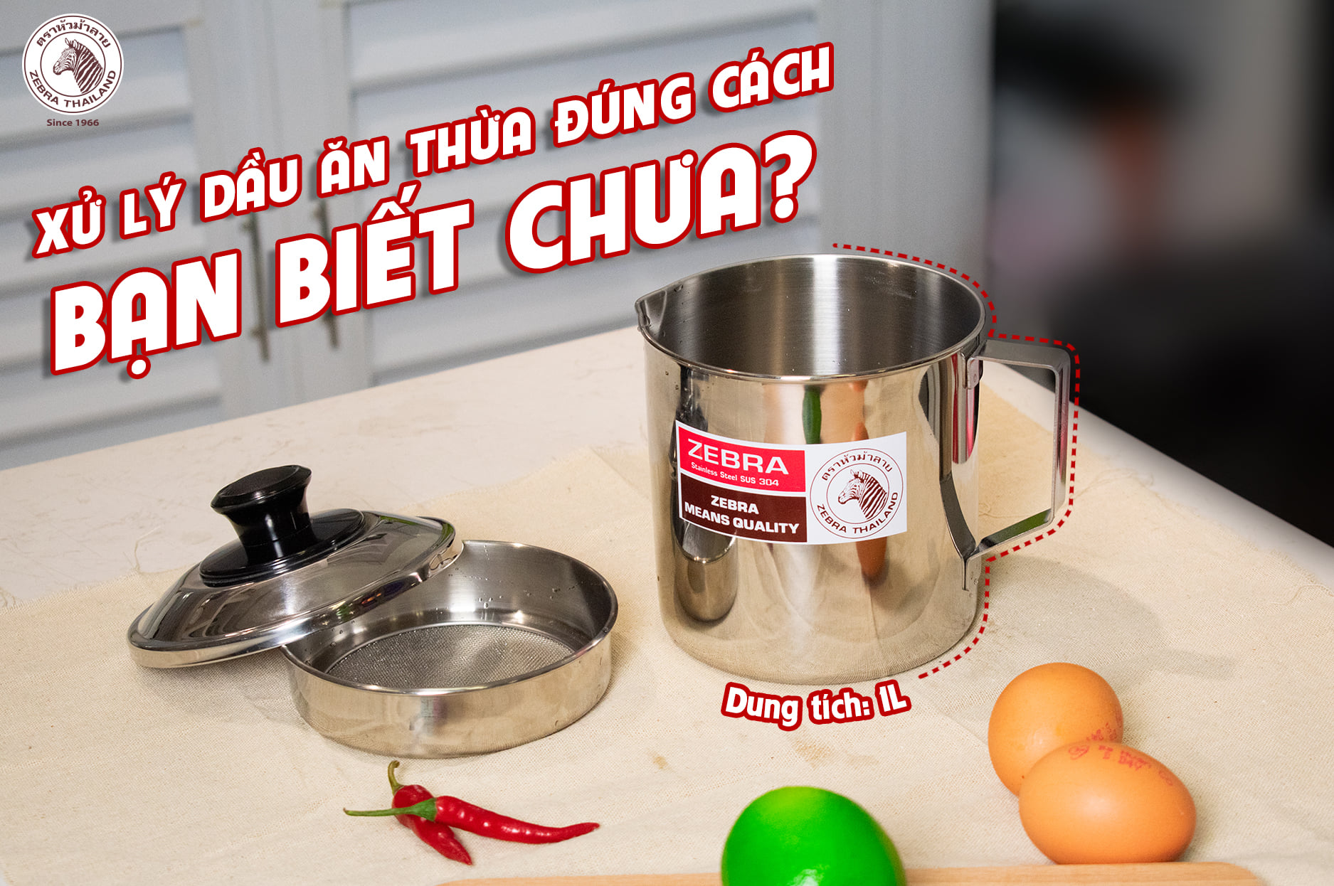 Ca lọc dầu inox 304 Zebra 151101 - Ảnh 2