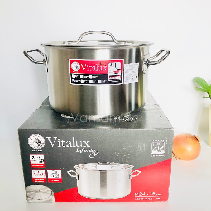Nồi Inox 304 Zebra 3 đáy nắp Inox 24x15cm 6.5L 171344 - Ảnh 2