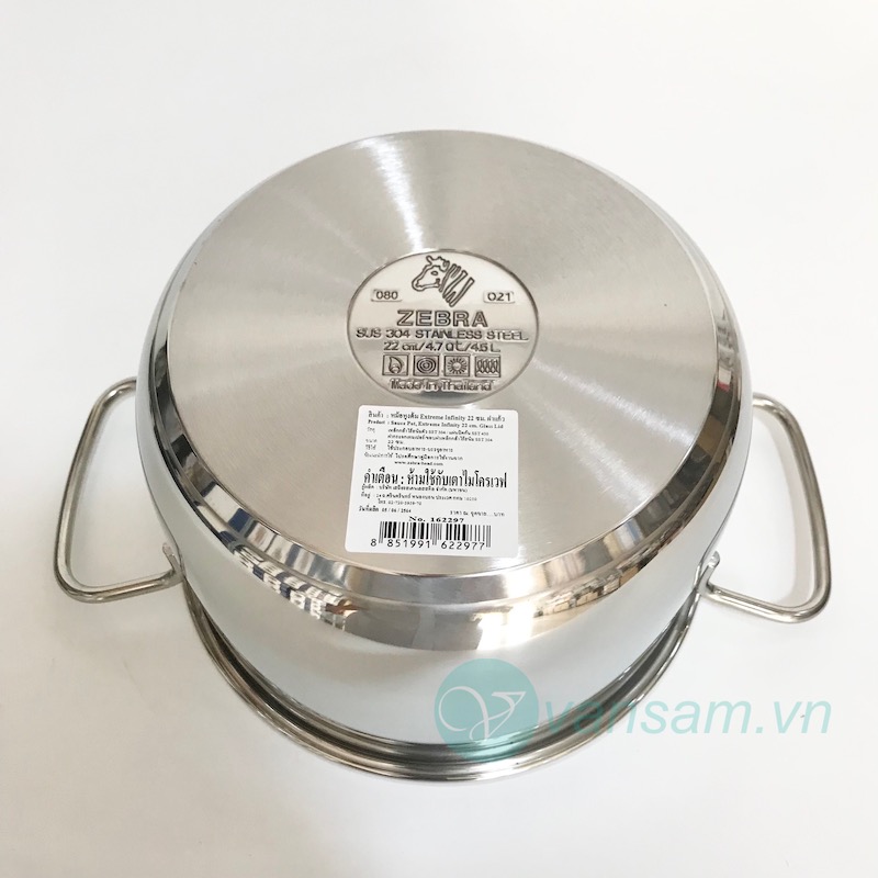 Nồi inox 304 Zebra Extreme nắp kiếng 22cm 162098 - Ảnh 3
