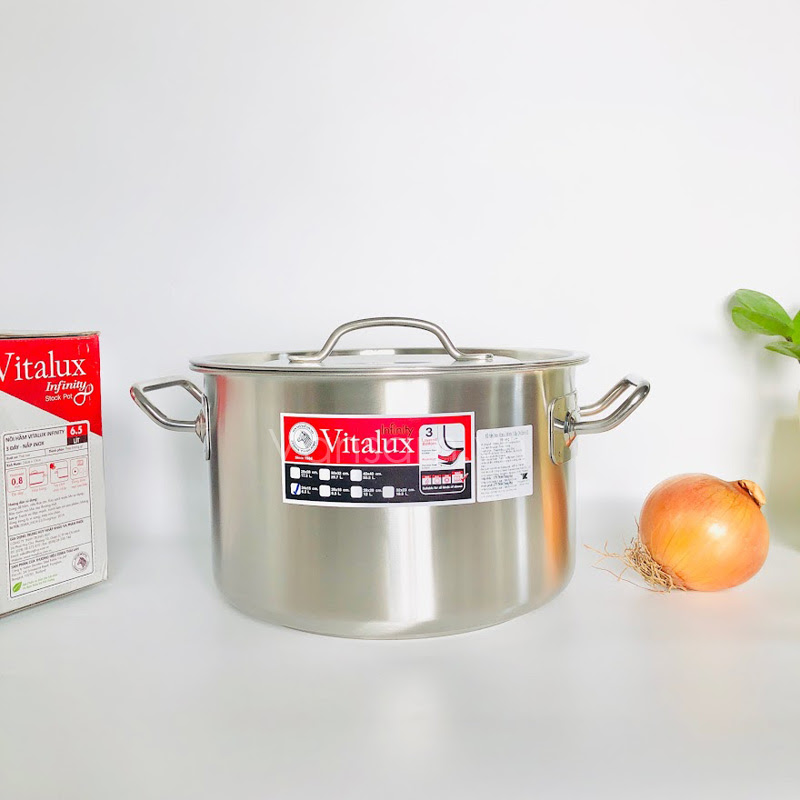 Nồi Inox 304 Zebra 3 đáy nắp Inox 24x15cm 6.5L 171344