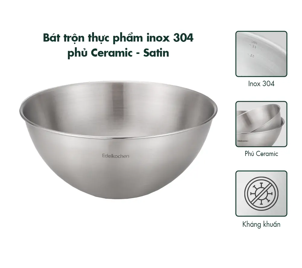 Thố inox 304 Edelkochen Hàn Quốc 24cm màu vàng - Ảnh 6